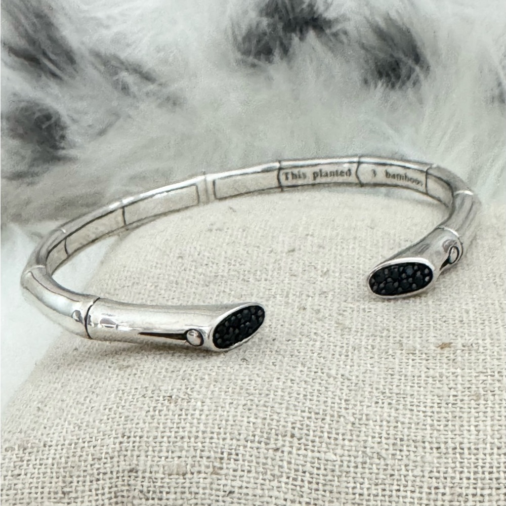 John Hardy Lava Black Sapphire Kick Bamboo Cuff Bracelet .925